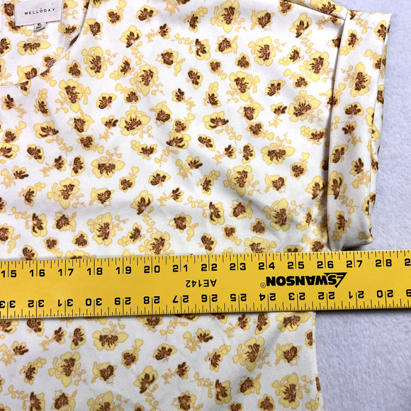Melloday Blouse Top Women's Size XL Cuffed Short Sleeve Floral Boxy - Picture 4 of 9